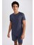 Fit Slim Fit Dar Kesim Yaka Baskılı Sporcu Kısa Kollu Tişört V2887AZ23SP 11