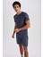 Fit Slim Fit Dar Kesim Yaka Baskılı Sporcu Kısa Kollu Tişört V2887AZ23SP 12
