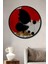 Çerçeve Görünümlü Kırmızı Siyah Daireler Modern Sanat Dekoratif Ahşap Ev/işyeri/ofis Yuvarlak Tablo 1