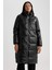 Su Geçirmez Uzun Şişme Mont Parka Oversize Geniş Kalıp Dik Yaka Fermuarlı Suni Deri A0990AX23CW 10