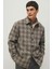 Relax Fit Polo Yaka Düğmeli Kalın Ekose Desenli Gömlek Ceket 6
