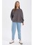 Coool Oversize Geniş Kalıp Bisiklet Yaka Kalın Basic Düz Sweatshirt A4177AX23WN 13