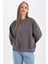 Coool Oversize Geniş Kalıp Bisiklet Yaka Kalın Basic Düz Sweatshirt A4177AX23WN 14