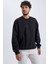 Oversize Geniş Kalıp Bisiklet Yaka Kalın Basic Düz Sweatshirt T5139AZ23AU 9
