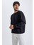 Oversize Geniş Kalıp Bisiklet Yaka Kalın Basic Düz Sweatshirt T5139AZ23AU 10