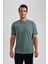Erkek Yeşil Regular Fit Düz Kesim Bisiklet Yaka %100 Pamuk Kısa Kollu Tişört B0662AXNS 8