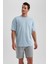 Erkek Mavi Regular Fit Düz Kesim Bisiklet Yaka %100 Pamuk Kısa Kollu Tişört B0662AXNS 7