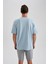 Erkek Mavi Regular Fit Düz Kesim Bisiklet Yaka %100 Pamuk Kısa Kollu Tişört B0662AXNS 12