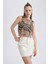 Coool Loose Fit Crop Desenli Tül Atlet B0241AX23HS 11