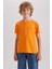 Erkek Çocuk Turuncu Regular Fit Düz Kesim Bisiklet Yaka Basic Düz %100 Pamuk Kısa Kollu Tişört B0667A8NS 11