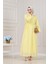 Beli Bağcıklı Pera Elbise-Sarı 3