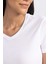 Kadın Beyaz Slim Fit Dar Kesim V Yaka Düz Basic %100 Pamuk Kısa Kollu Tişört B0647AXNS 11