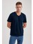%100 Pamuk Slim Fit Dar Kesim V Yaka Kısa Kollu Tişört B0646AXNS 9