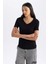 Kadın Siyah Slim Fit Dar Kesim V Yaka Düz Basic %100 Pamuk Kısa Kollu Tişört B0647AXNS 11