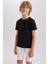 Erkek Çocuk Siyah Regular Fit Düz Kesim Bisiklet Yaka Basic Düz %100 Pamuk Kısa Kollu Tişört B0667A8NS 7