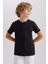 Erkek Çocuk Siyah Regular Fit Düz Kesim Bisiklet Yaka Basic Düz %100 Pamuk Kısa Kollu Tişört B0667A8NS 9