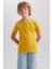 Erkek Çocuk Sarı Regular Fit Düz Kesim Bisiklet Yaka Basic Düz %100 Pamuk Kısa Kollu Tişört B0667A8NS 9