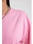 Kadın Pembe Oversize Fit Geniş Kesim Bisiklet Yaka Basic Düz %100 Pamuk Kısa Kollu Tişört B0648AXNS 12