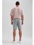 Erkek Gri Regular Fit Düz Kesim Basic Düz Şort B0650AXNS 12