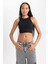 Kadın Siyah Fitted Halter Yaka Düz Basic Pamuklu Atlet B0658AXNS 8