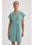 Kadın Yeşil A Line A Kesim Bisiklet Yaka Düz Basic Penye %100 Pamuk Kısa Kollu Elbise B0655AXNS 10