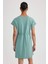 Kadın Yeşil A Line A Kesim Bisiklet Yaka Düz Basic Penye %100 Pamuk Kısa Kollu Elbise B0655AXNS 14