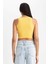 Kadın Sarı Fitted Halter Yaka Düz Basic Pamuklu Atlet B0658AXNS 14