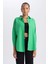Kadın Yeşil Oversize Fit Geniş Kesim Gömlek Yaka Basic Düz Poplin Uzun Kollu Tunik B0659AXNS 8