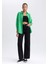 Kadın Yeşil Oversize Fit Geniş Kesim Gömlek Yaka Basic Düz Poplin Uzun Kollu Tunik B0659AXNS 9