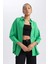 Kadın Yeşil Oversize Fit Geniş Kesim Gömlek Yaka Basic Düz Poplin Uzun Kollu Tunik B0659AXNS 11