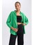 Kadın Yeşil Oversize Fit Geniş Kesim Gömlek Yaka Basic Düz Poplin Uzun Kollu Tunik B0659AXNS 12