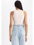 Kadın Bej Fitted Halter Yaka Düz Basic Pamuklu Atlet B0658AXNS 14