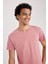 Erkek Pembe Regular Fit Düz Kesim Bisiklet Yaka %100 Pamuk Kısa Kollu Tişört B0653AXNS 11