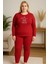 Kadın Kırmızı Büyük Beden Pijama Takımı 2
