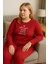Kadın Kırmızı Büyük Beden Pijama Takımı 5