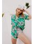 Oversize Desenli Pijama Yaka Kısa Kollu Gömlek 6