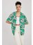Oversize Desenli Pijama Yaka Kısa Kollu Gömlek 7