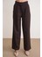 4744 Kadın Düğmeli Palazzo Pantolon Kahve 5