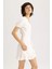 Wrap Yaka Keten Mini Kısa Kollu Elbise 12