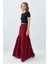 4567 Kadın Fırfırlı Uzun Müslin Etek Bordo 3