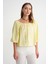 4706 Kadın Sırtı Açık Balon Kol Straplez Bluz Sarı 1