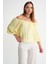 4706 Kadın Sırtı Açık Balon Kol Straplez Bluz Sarı 4