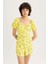 Kalp Yaka Limon Desenli Kısa Kollu Mini Tulum U6852AZ23HS 8