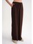 4629 Kadın Bol Paça Yüksek Bel Viskon Palazzo Pantolon Kahve 5