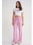 4629 Kadın Bol Paça Yüksek Bel Viskon Palazzo Pantolon Pembe 1