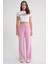 4629 Kadın Bol Paça Yüksek Bel Viskon Palazzo Pantolon Pembe 2