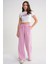 4629 Kadın Bol Paça Yüksek Bel Viskon Palazzo Pantolon Pembe 3