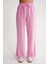 4629 Kadın Bol Paça Yüksek Bel Viskon Palazzo Pantolon Pembe 5