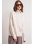 6907 Kadın Fitil Detaylı Triko Kazak Naturel 1