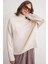 6907 Kadın Fitil Detaylı Triko Kazak Naturel 3